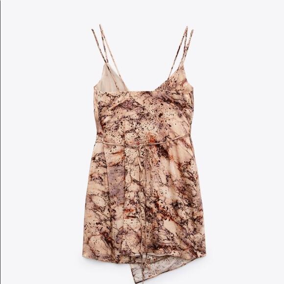 ZARA SATIN EFFECT PRINT DRESS - Picture 8 of 9